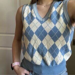 Brandy Melville Blue & White Sweater Vest